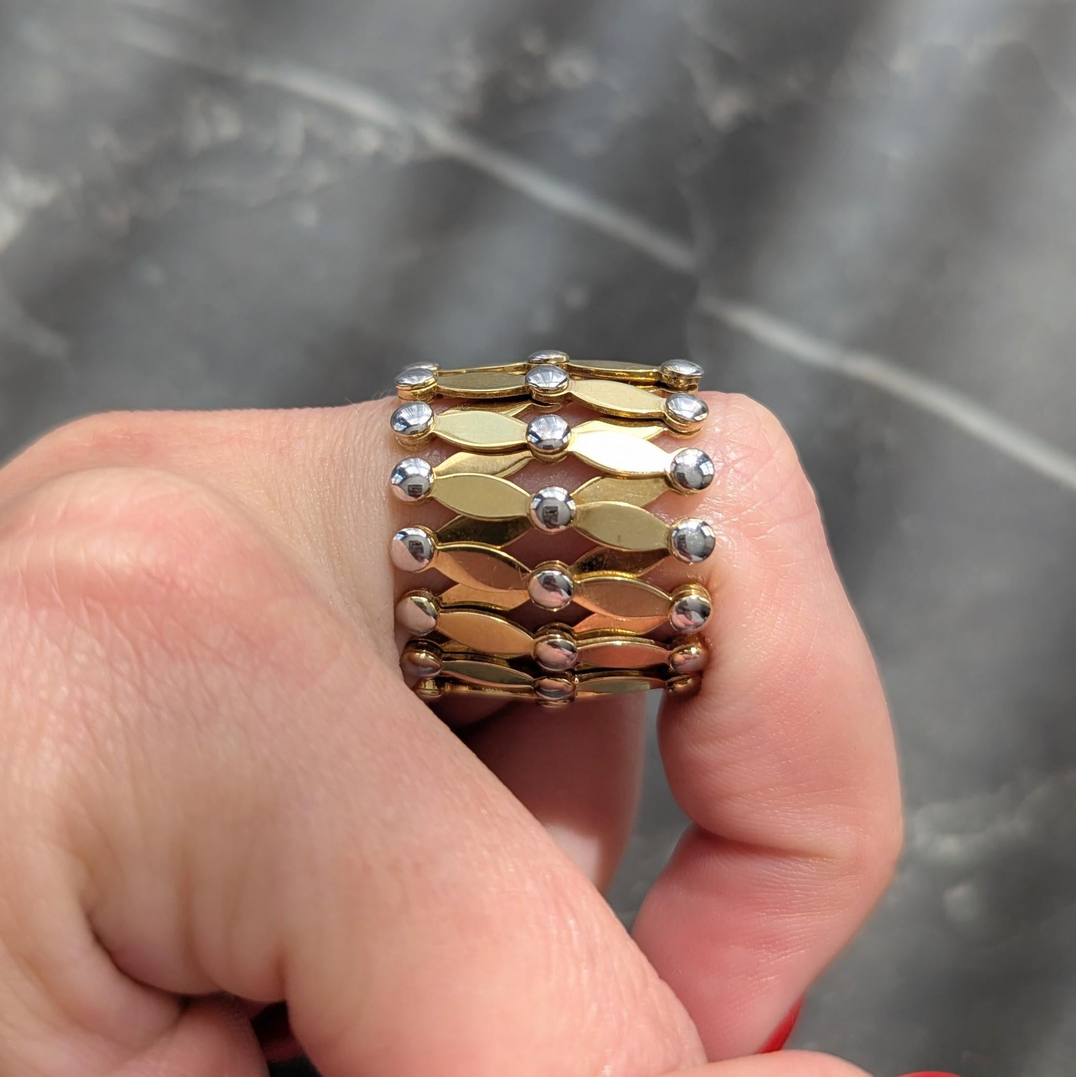 2000's 18 Karat Two-Tone Yellow Gold Expanding Universal Bracelet Ring