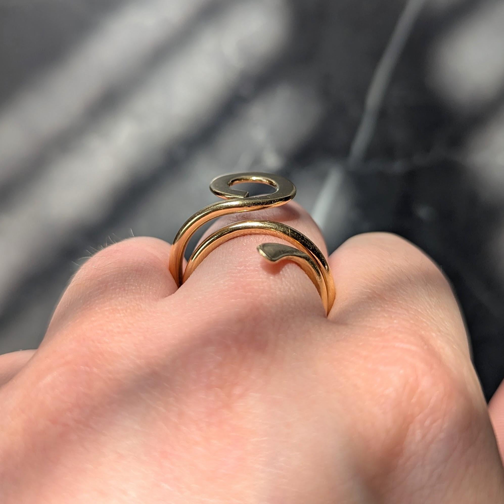 Cartier Dinh Van 1970's 18 Karat Yellow Gold Vintage Ankh Bypass Ring