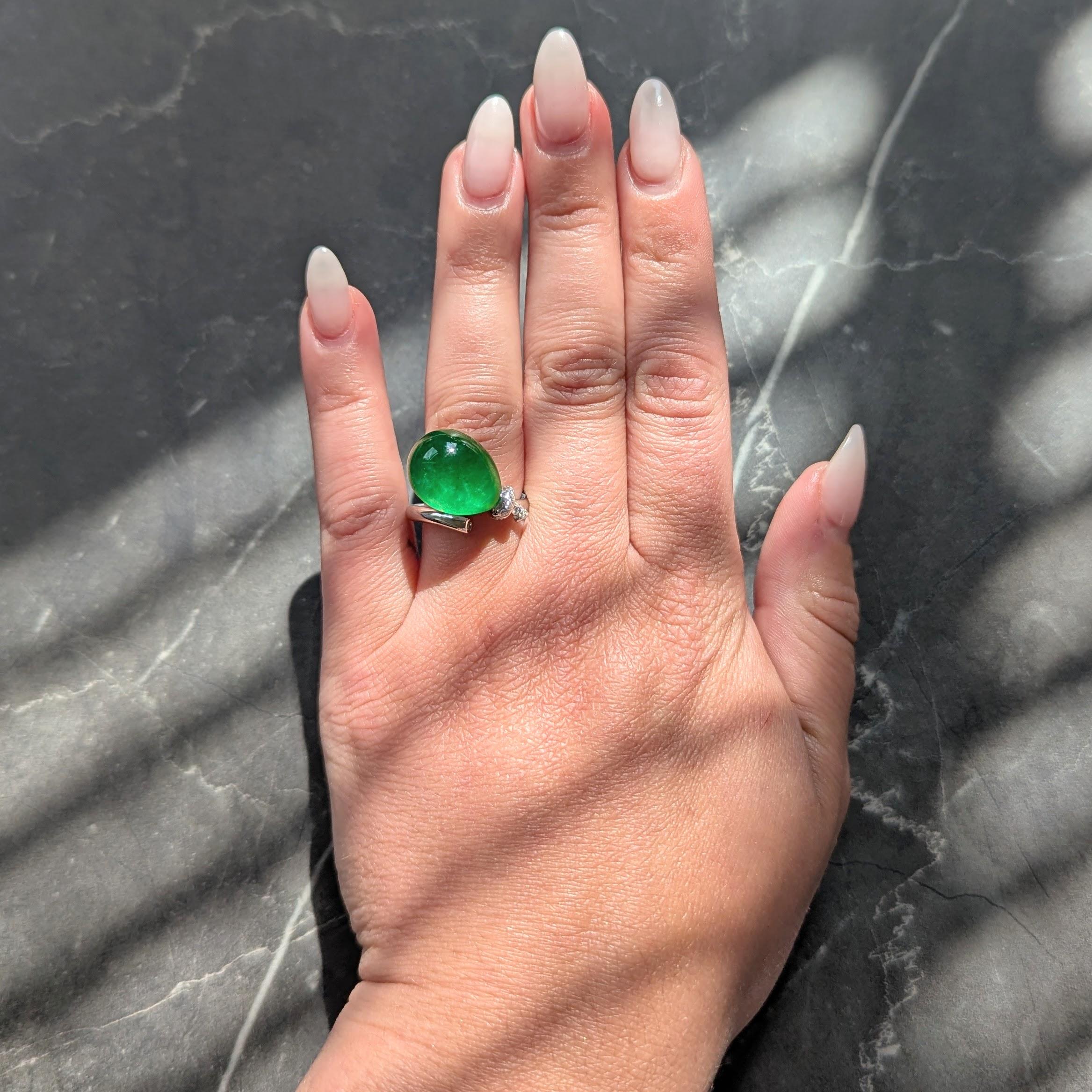 Vhernier Jade Quartz Diamond 18K Gold Contemporary Palloncino Balloon Ring