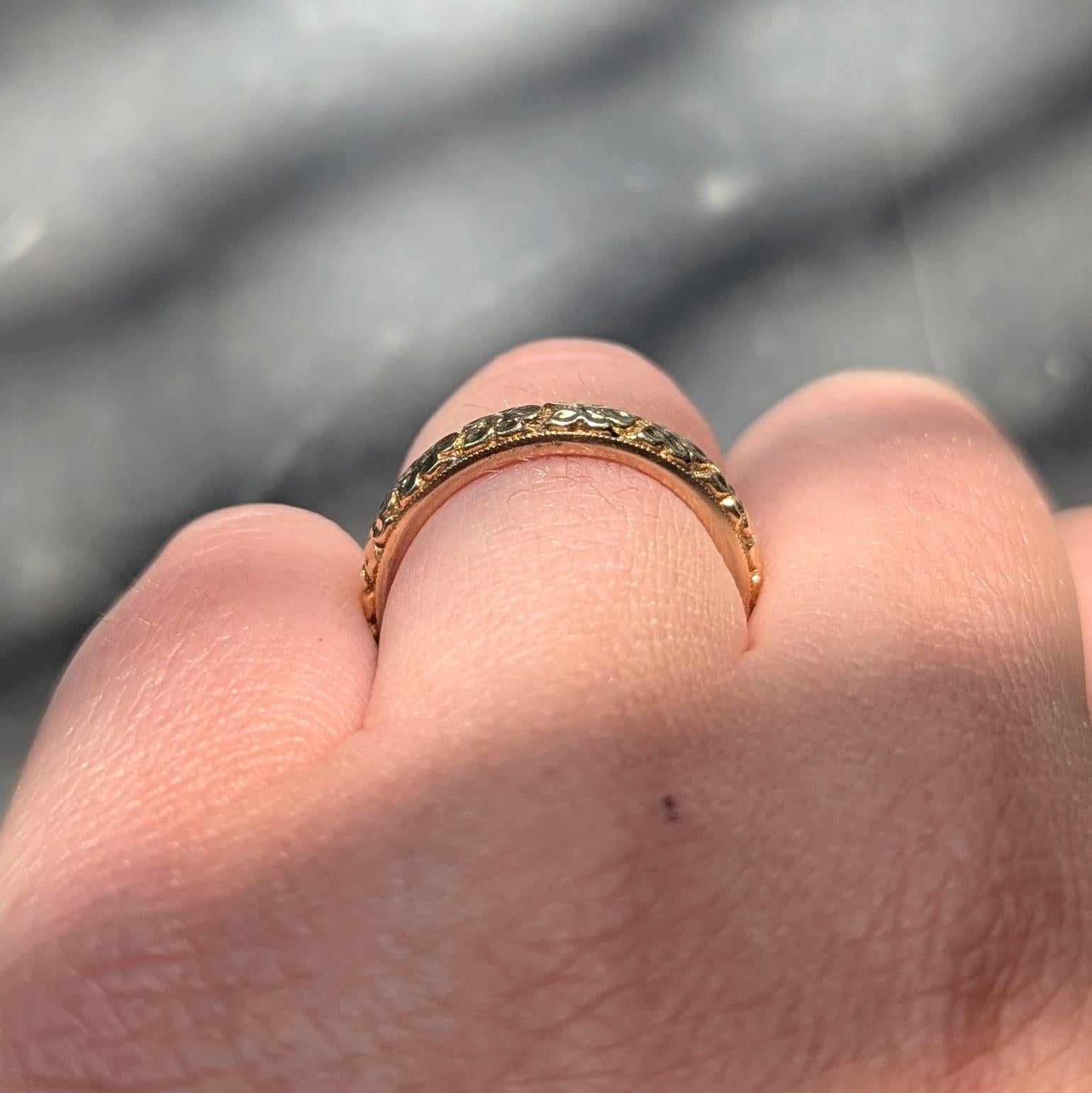 Art Deco 18 Karat Yellow Gold Vintage Orange Blossom Wedding Band Ring