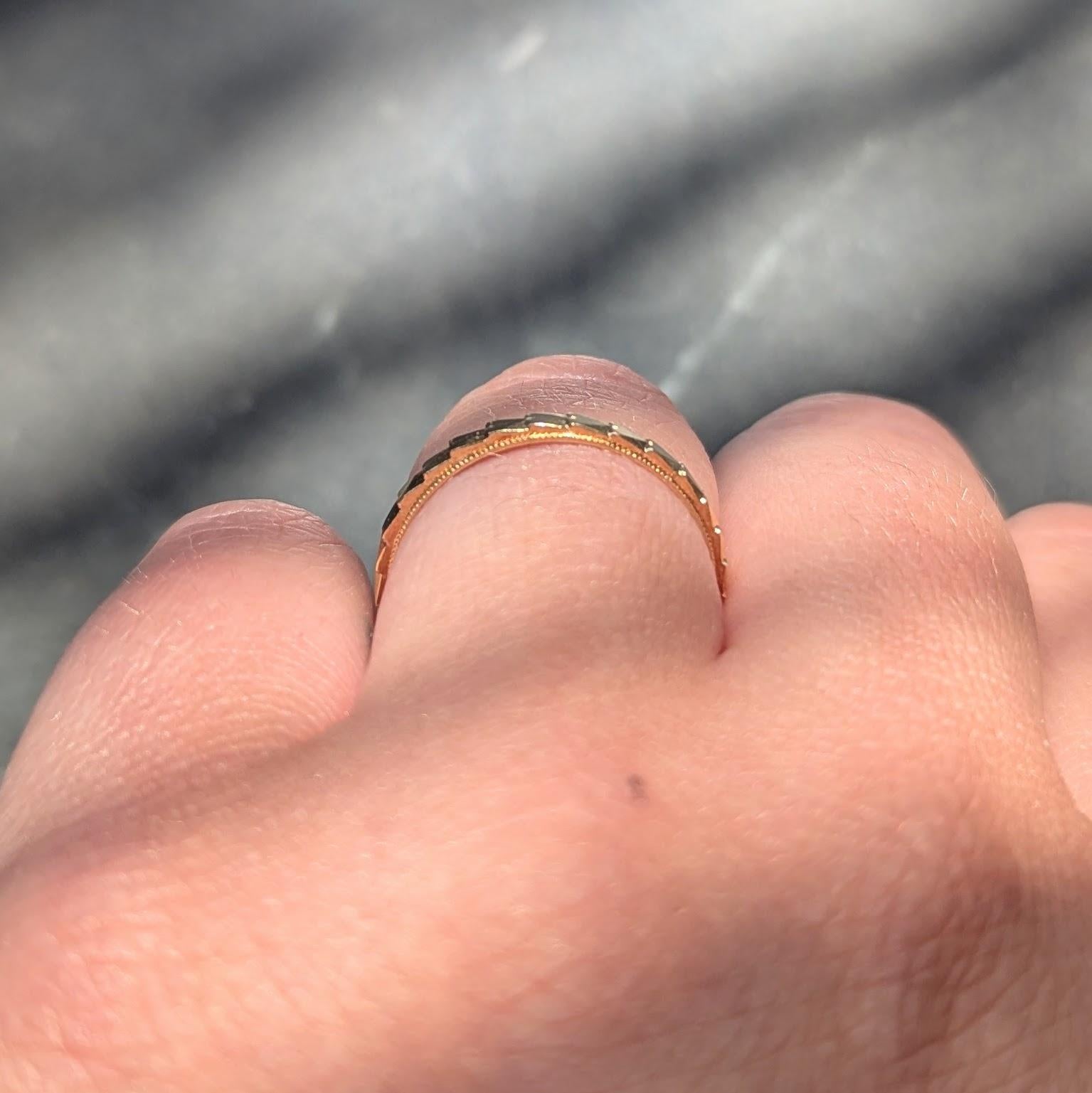 Retro 14 Karat Yellow Gold Vintage Heart Wedding Band Ring