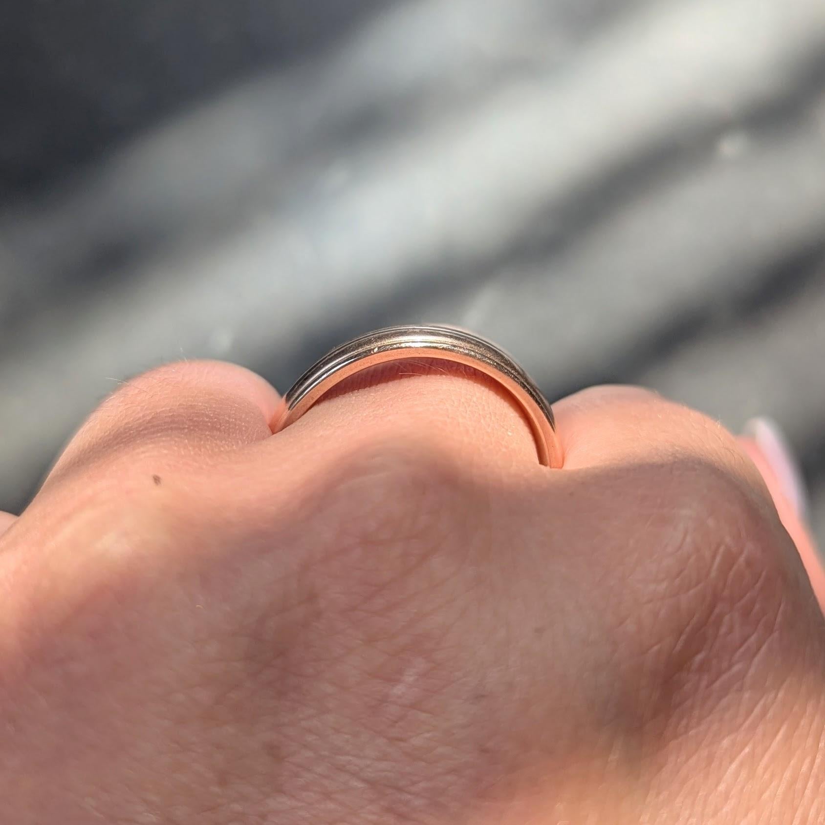 1990's 14 Karat Rose Gold Vintage Fluted Wedding Band Ring
