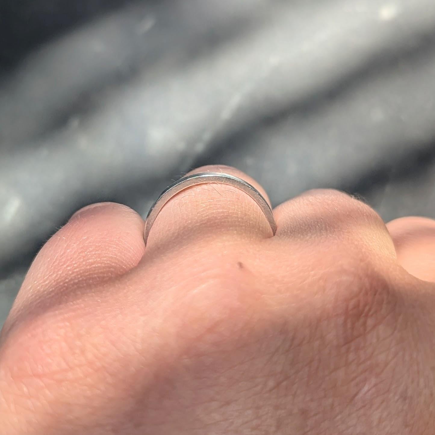 1990's Platinum Squared Vintage Wedding Band Ring