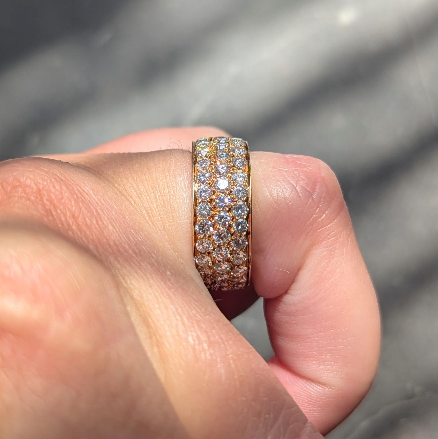 Van Cleef & Arpels 1980's Diamond 18K Yellow Gold Vintage Pavé Band Ring
