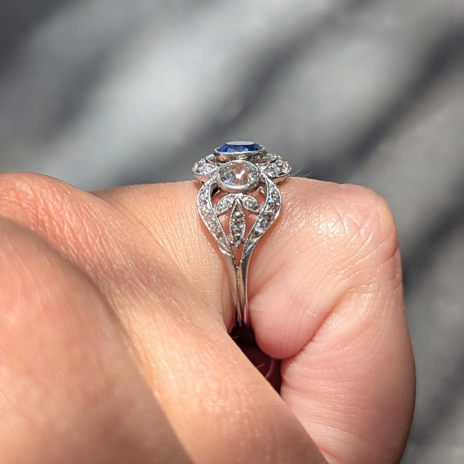 Art Deco 2.40 CTW No Heat Kashmir Sapphire Diamond Platinum Vintage Ring GIA