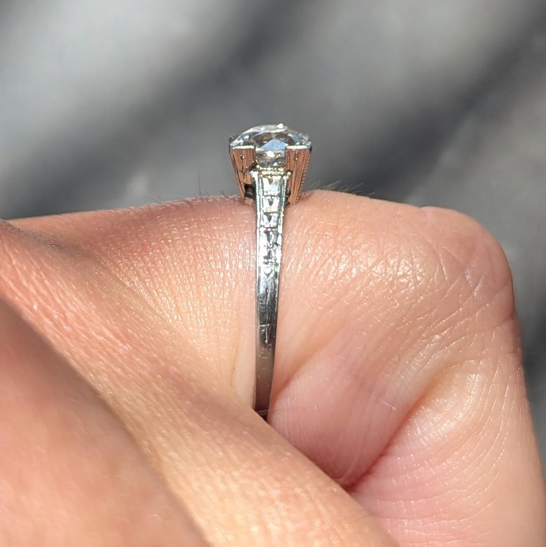 Art Deco Old European Diamond 18K Gold Vintage Orange Blossom Engagement Ring
