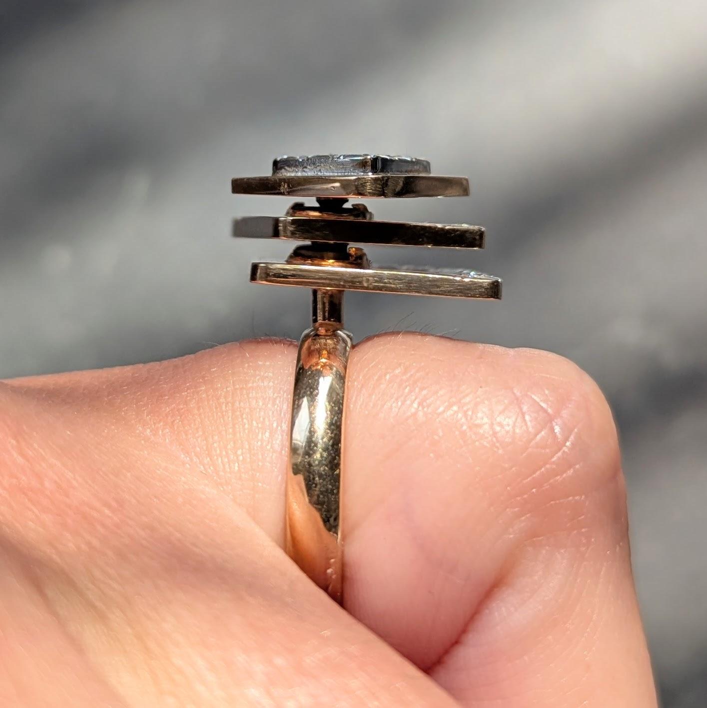 1970's Diamond 14 Karat Two-Tone Gold Vintage Kinetic Spinner Ring
