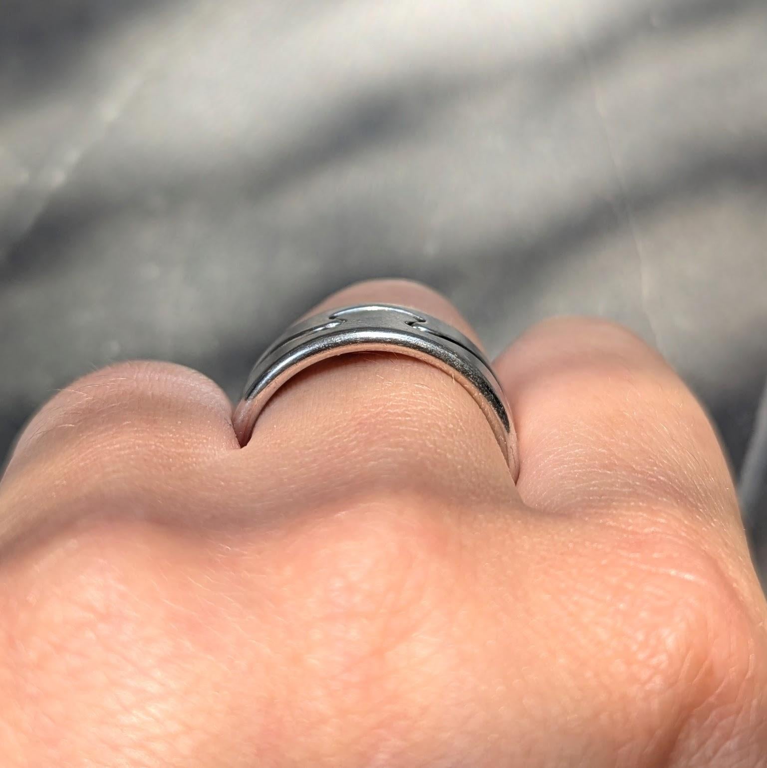 Nina Koppel For Georg Jensen 1990's 18 Karat White Gold Vintage Puzzle Ring