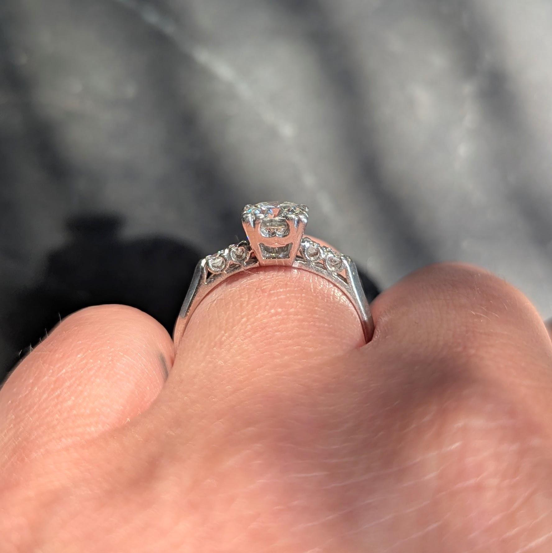 Art Deco 0.96 CTW Diamond Platinum Vintage Five Stone Engagement Ring