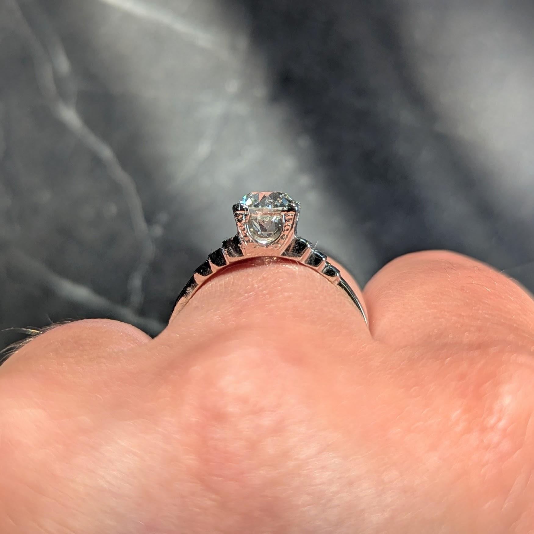 Art Deco 1.23 CTW Old European Cut Diamond Platinum Vintage Engagement Ring GIA