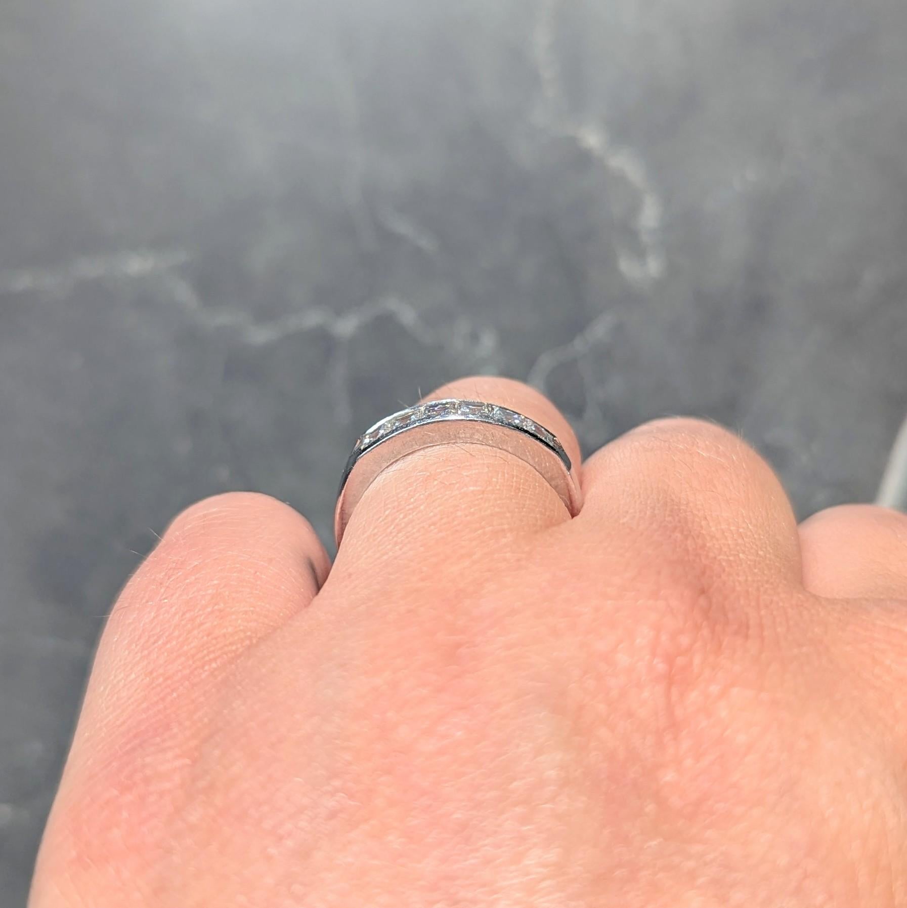 Contemporary 0.72 CTW Diamond Platinum Five Stone Channel Band Ring