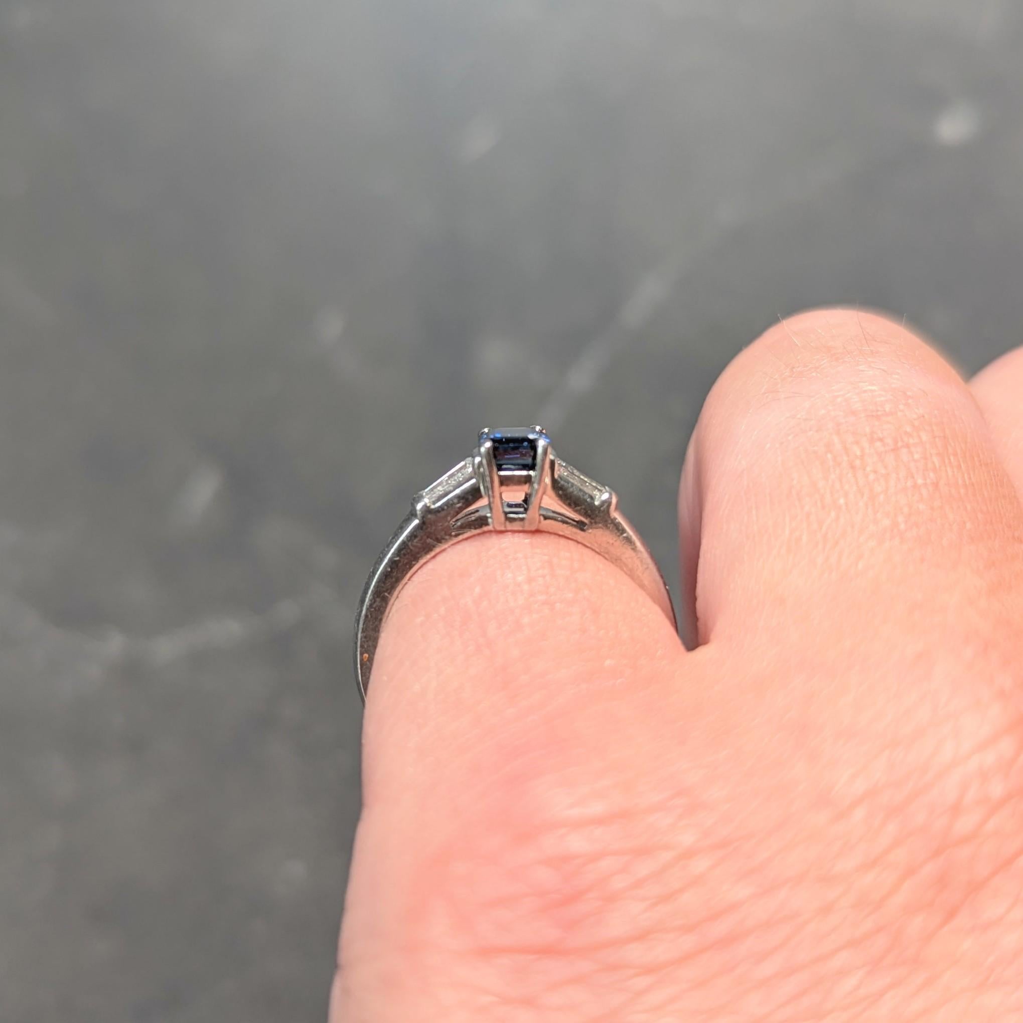 Tiffany & Co. 1950's Sapphire Diamond Platinum Vintage Three Stone Ring