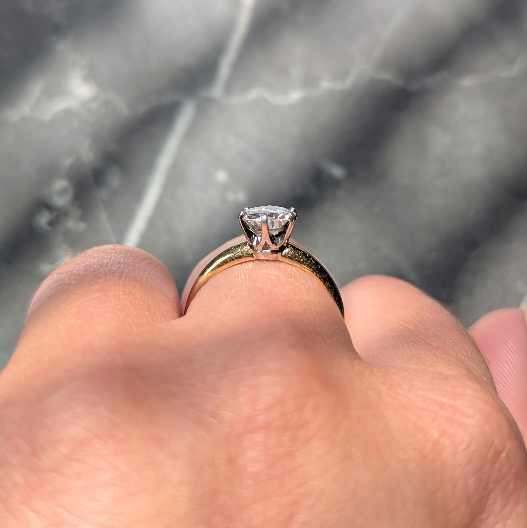 1980's 1.00 CTW Diamond 14K Gold Platinum Vintage Solitaire Engagement Ring