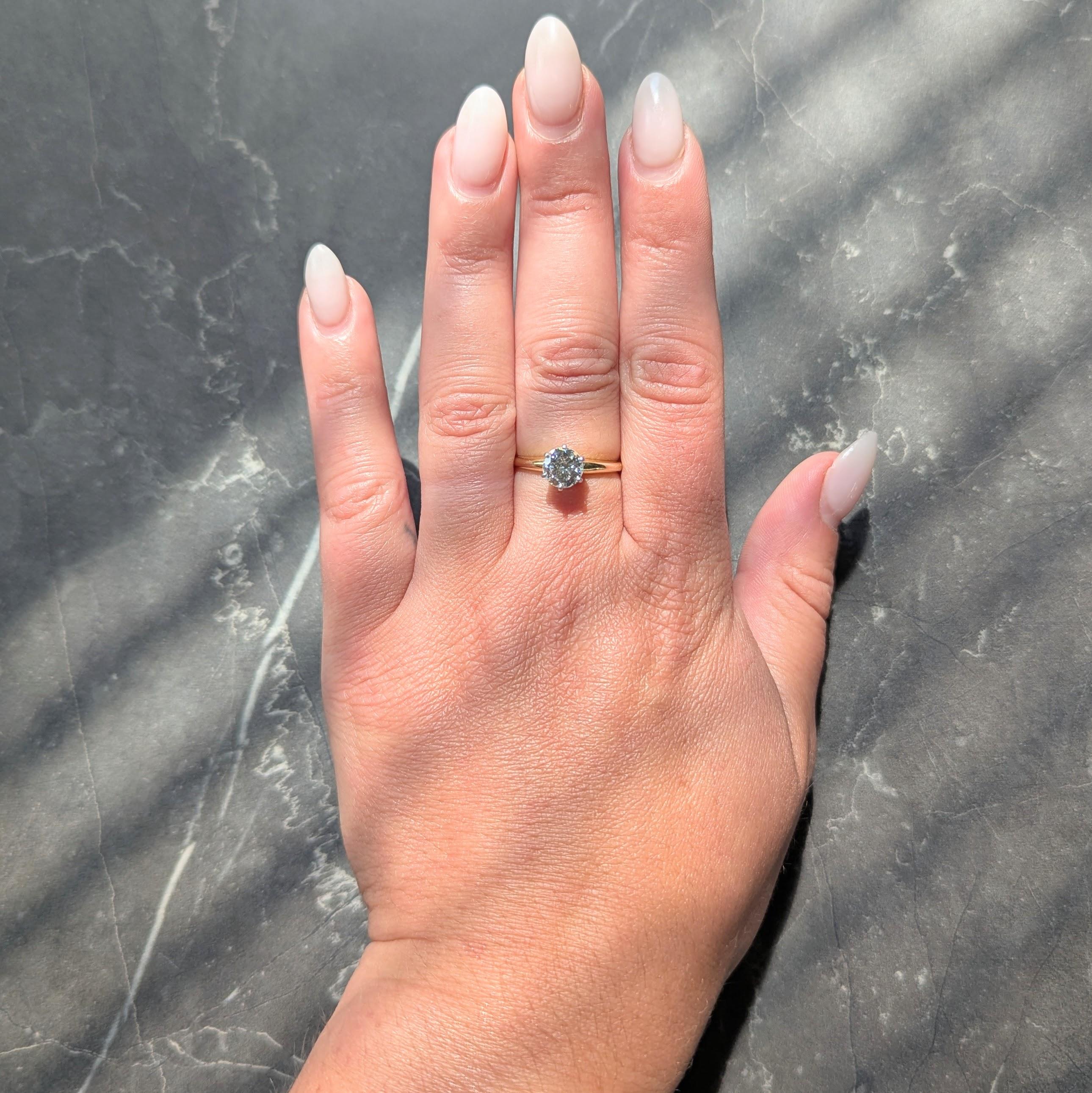 1980's 1.00 CTW Diamond 14K Gold Platinum Vintage Solitaire Engagement Ring