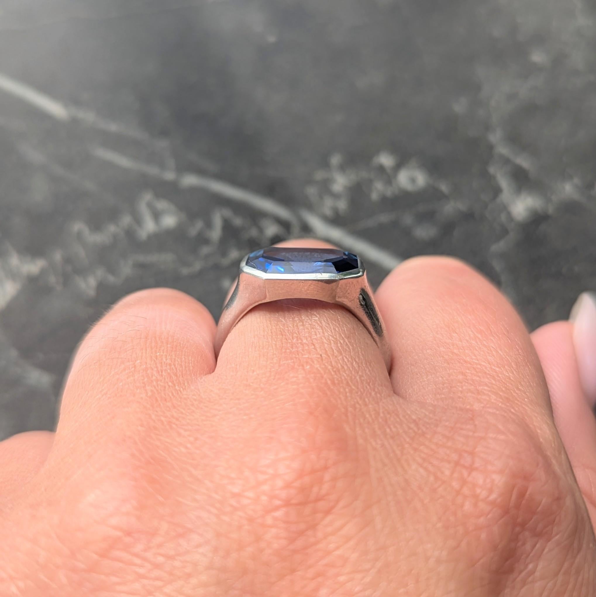Tiffany & Co. Art Deco No Heat Burma Sapphire Platinum Unisex Vintage Ring AGL