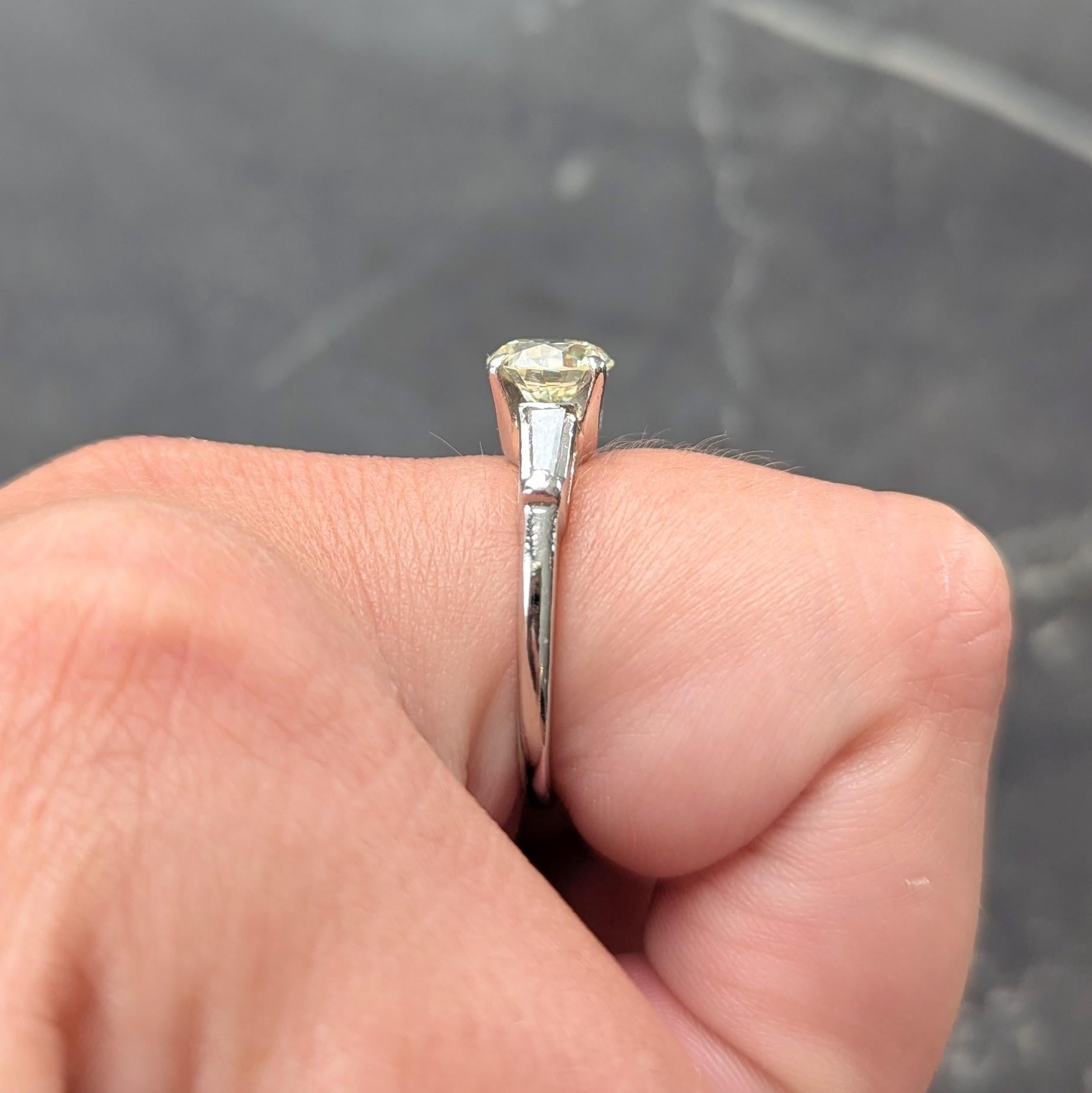 Mid-Century 1.50 CTW Transitional Cut Diamond Platinum Vintage Engagement Ring