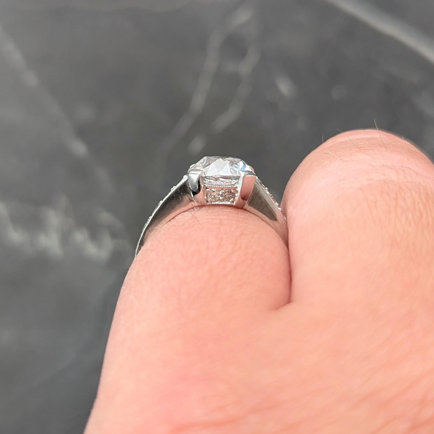 Art Deco 1.88 CTW Old European Cut Diamond Platinum Vintage Engagement Ring