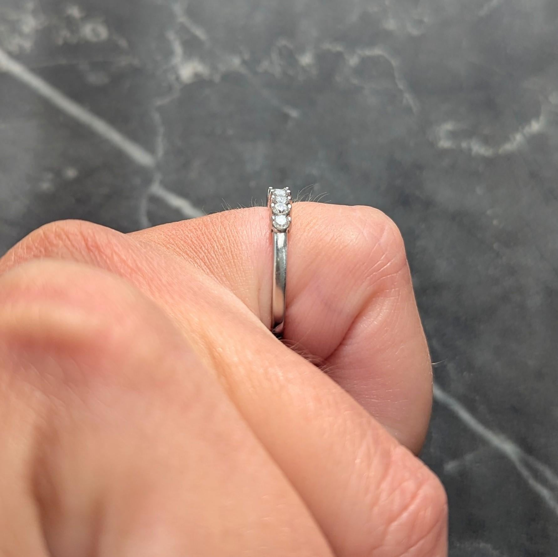 Mid-Century 0.35 CTW Diamond Platinum Vintage Wedding Band Ring