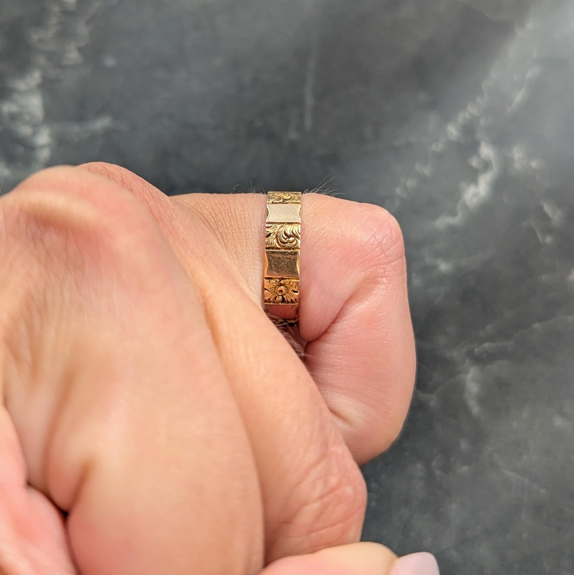 Victorian 18 Karat Rose Gold Antique Orange Blossom Scroll Wedding Band Ring