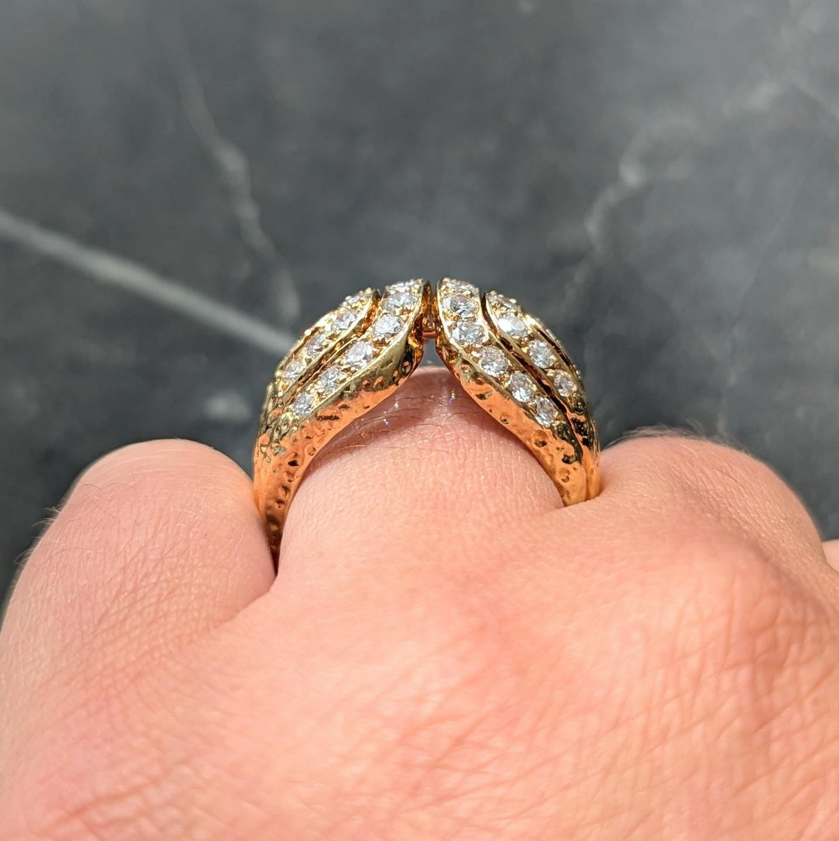 Van Cleef & Arpels French 1970's Diamond 18 Karat Yellow Gold Vintage Dome Ring