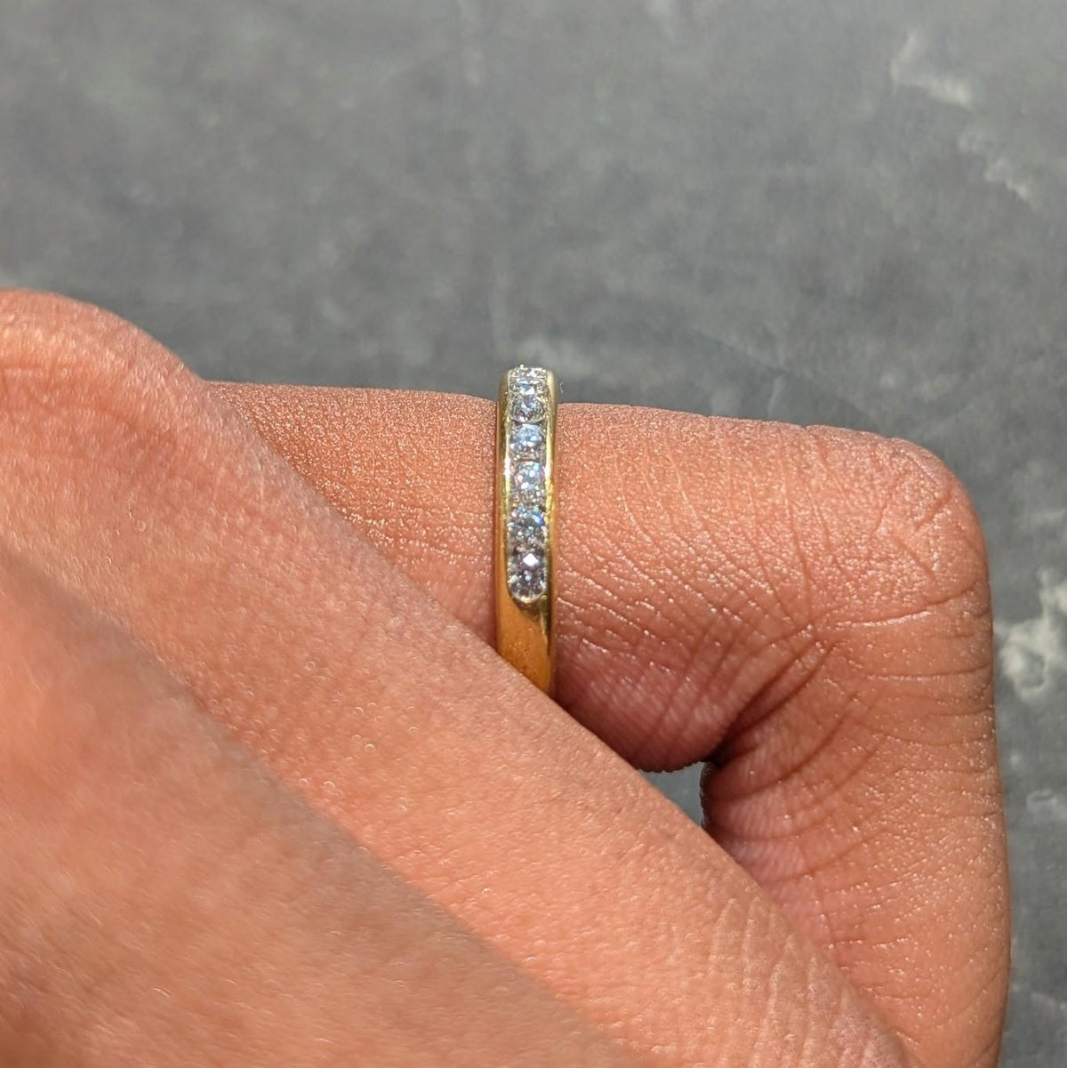 Tiffany & Co. 1990's Diamond 18 Karat Yellow Gold Vintage Channel Band Ring