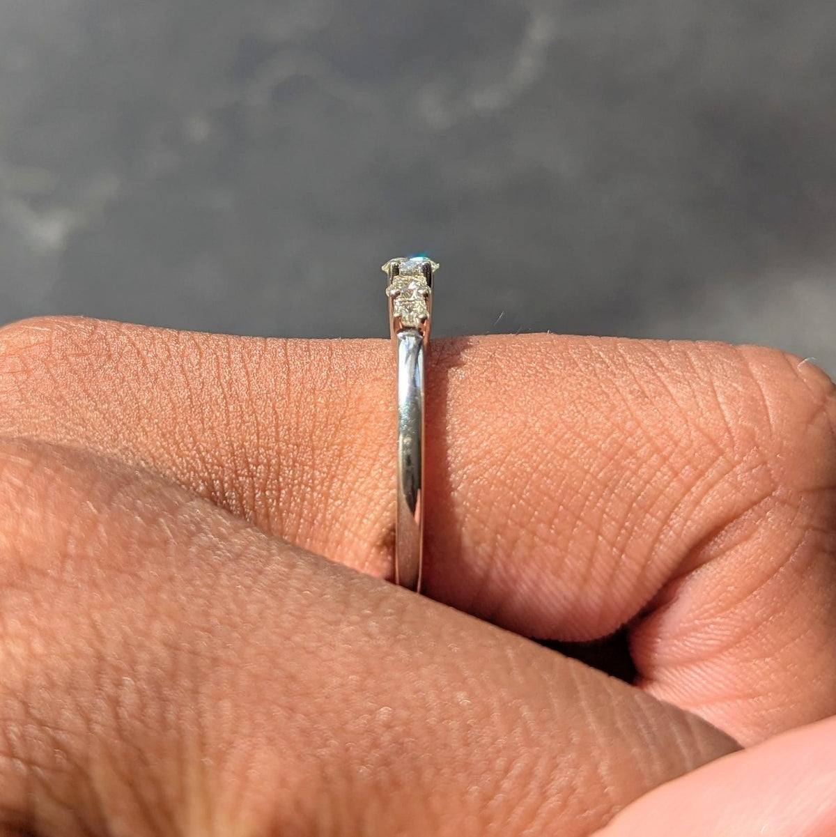 Contemporary Round Brilliant Diamond 14 Karat White Gold Five Stone Band Ring