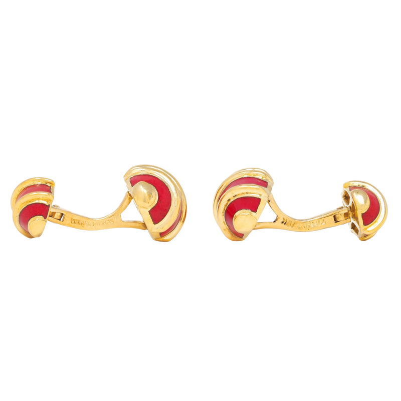 Schlumberger Tiffany & Co. 1960's Carnelian 18 Karat Gold Vintage Egg Cufflinks