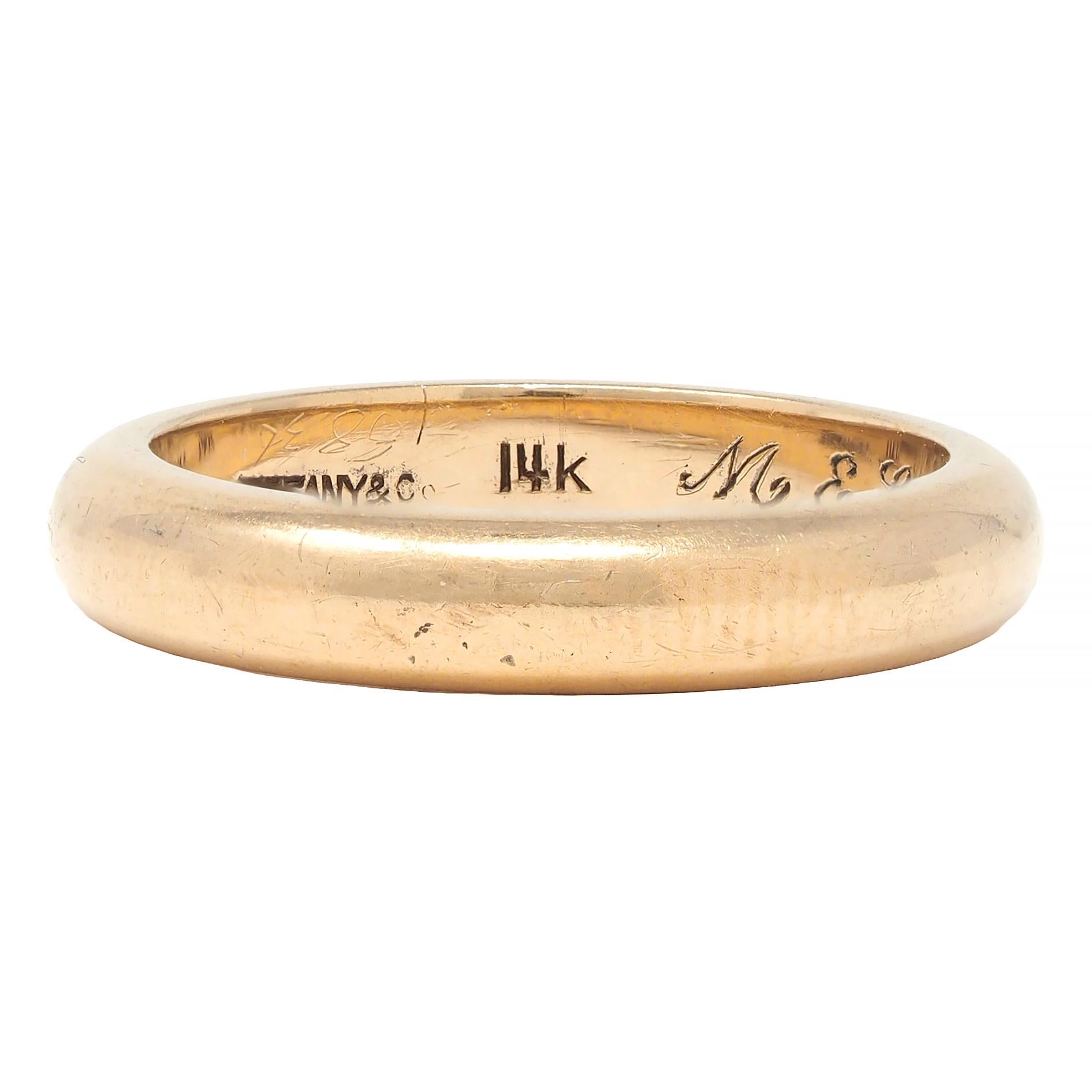 Tiffany & Co. Retro 14 Karat Yellow Gold Vintage Wedding Band Ring