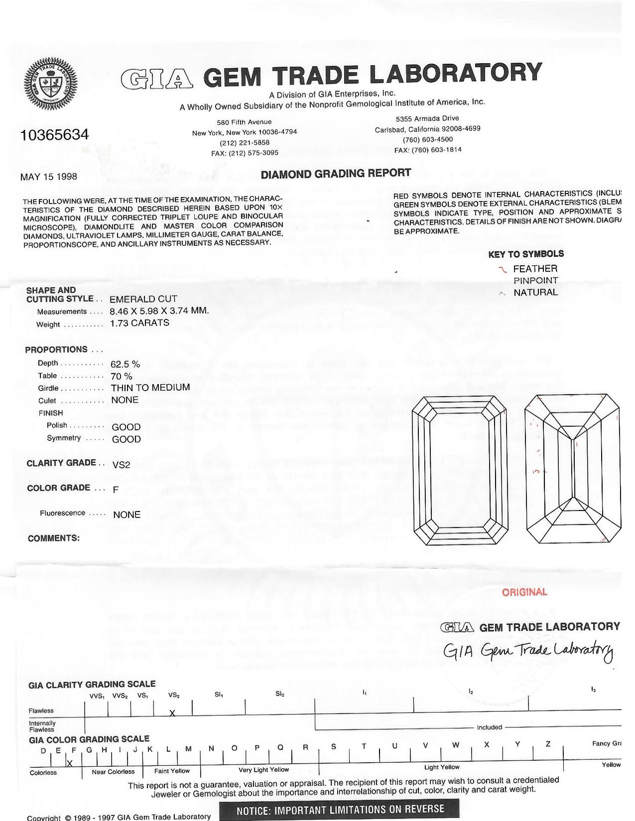 Mid-Century 1.93 CTW Emerald Cut Diamond Platinum Vintage Engagement Ring GIA Wilson's Estate Jewelry