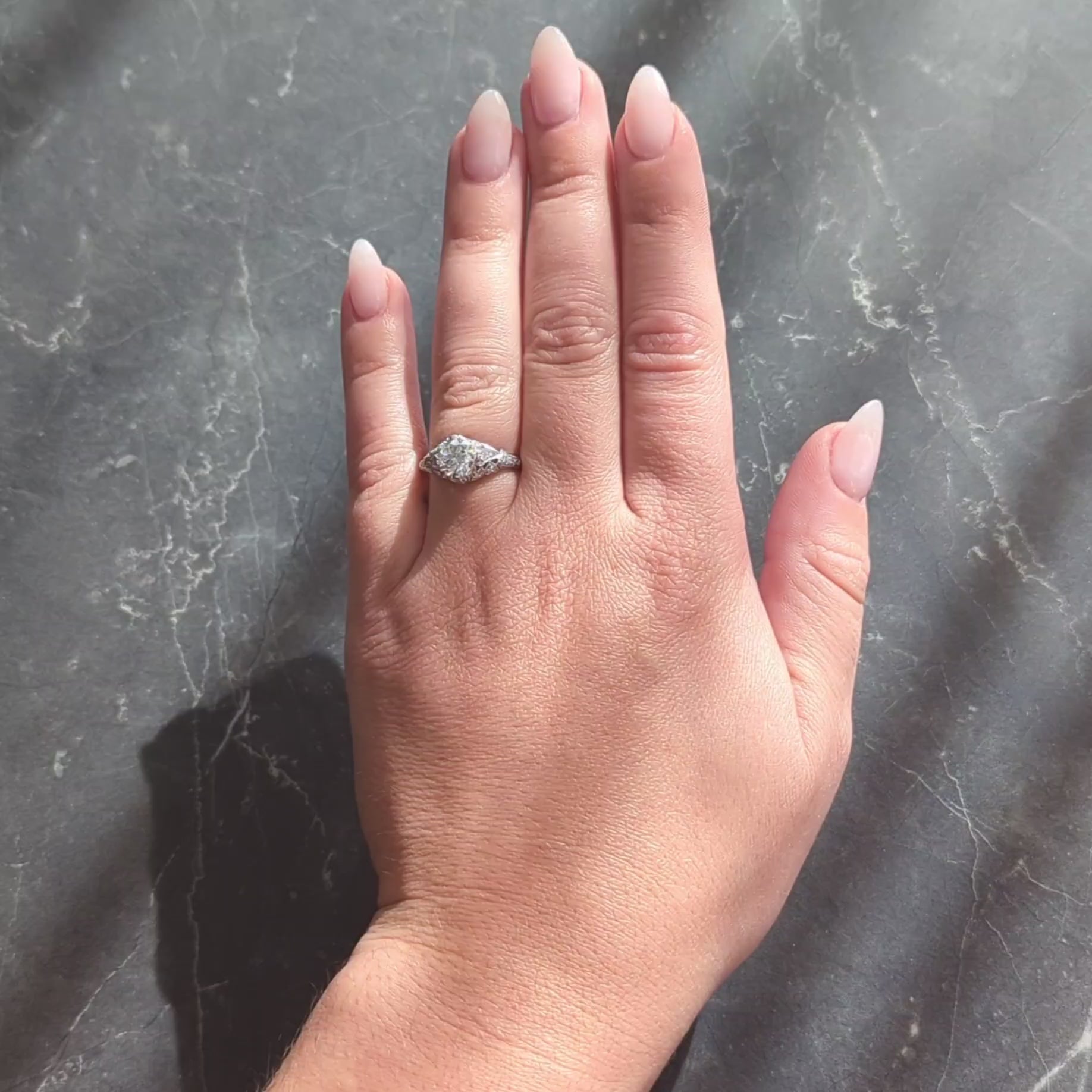 Edwardian European Diamond Platinum Antique Lily-of-the-Valley Engagement Ring