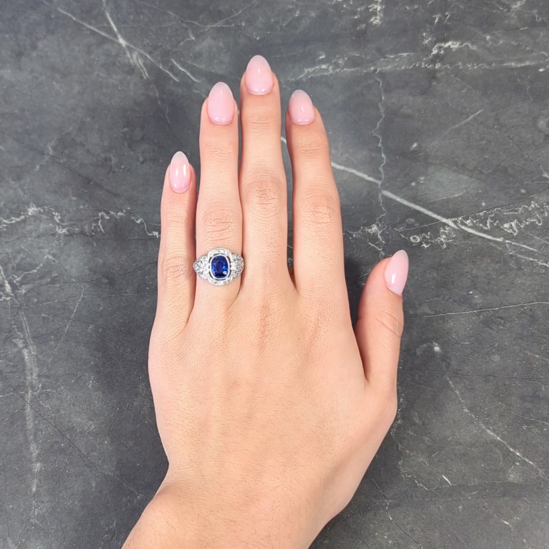 Edwardian 2.56 CTW No Heat Burma Sapphire Diamond Platinum Antique Ring AGL