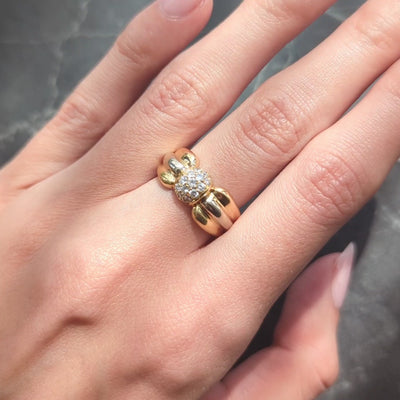 Cartier 1980's Diamond 18 Karat Yellow White Gold Vintage Bow Ring