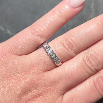 Contemporary 0.72 CTW Diamond Platinum Five Stone Channel Band Ring