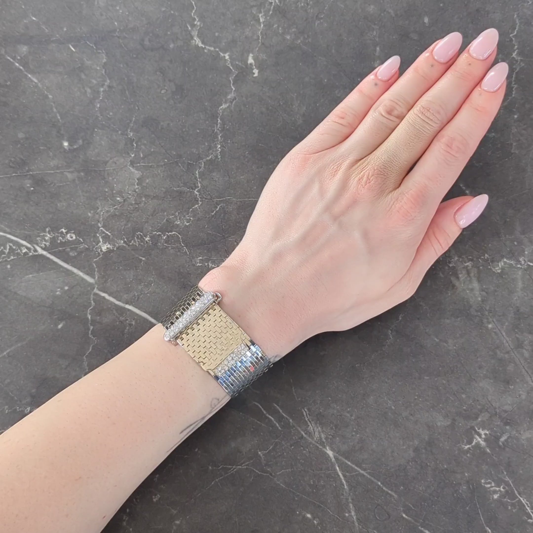 Bailey Banks & Biddle Retro Diamond 14K Gold Vintage Mesh Buckle Bracelet