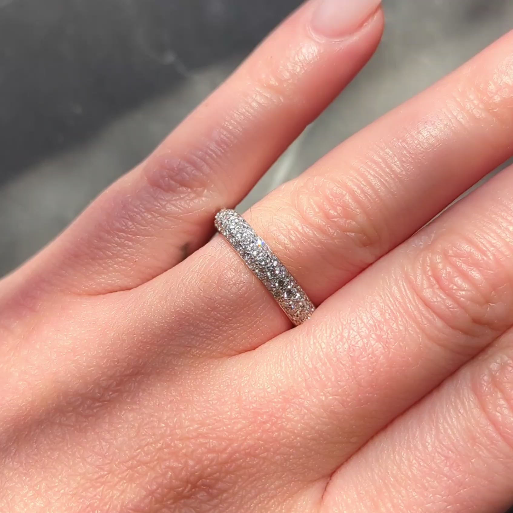 Cartier 1995 Diamond Platinum Vintage Pavé Eternity Band Ring