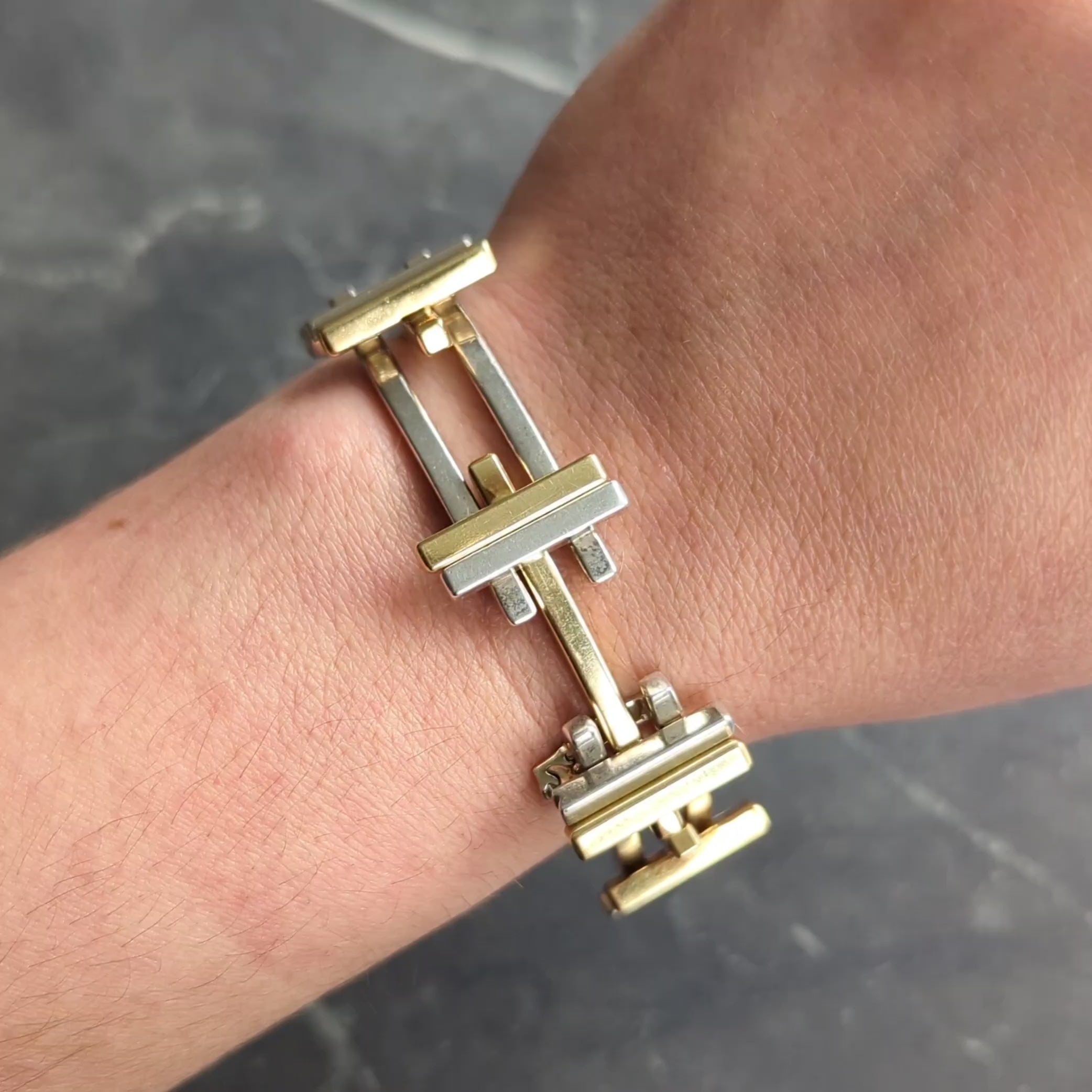 Tiffany & Co. Frank Gehry 2006 18K Gold Sterling Silver Axis Link Bracelet