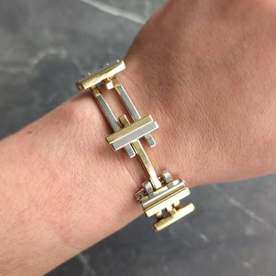 Tiffany & Co. Frank Gehry 2006 18K Gold Sterling Silver Axis Link Bracelet