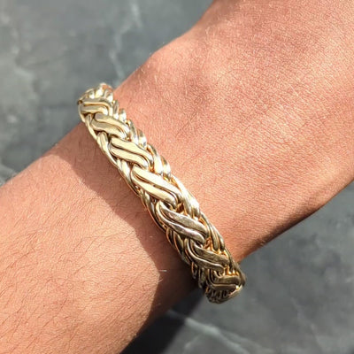 Tiffany & Co. 1990's 14K Yellow Gold Vintage Braided Wheat Link Chain Bracelet