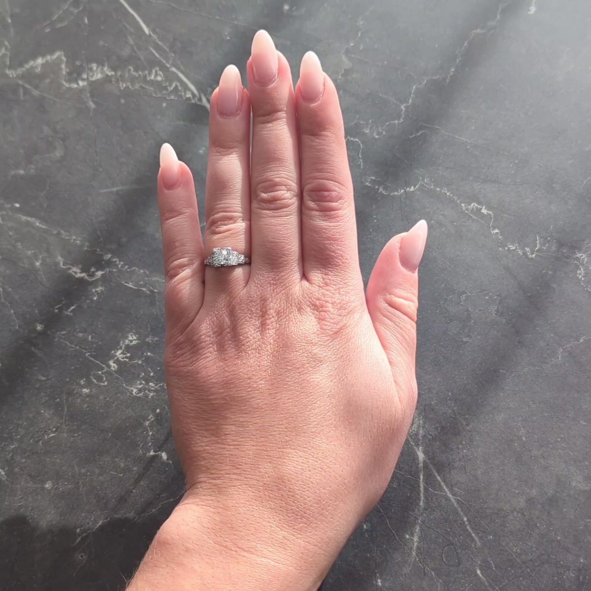 Art Deco Old European Diamond Platinum Vintage Orange Blossom Engagement Ring