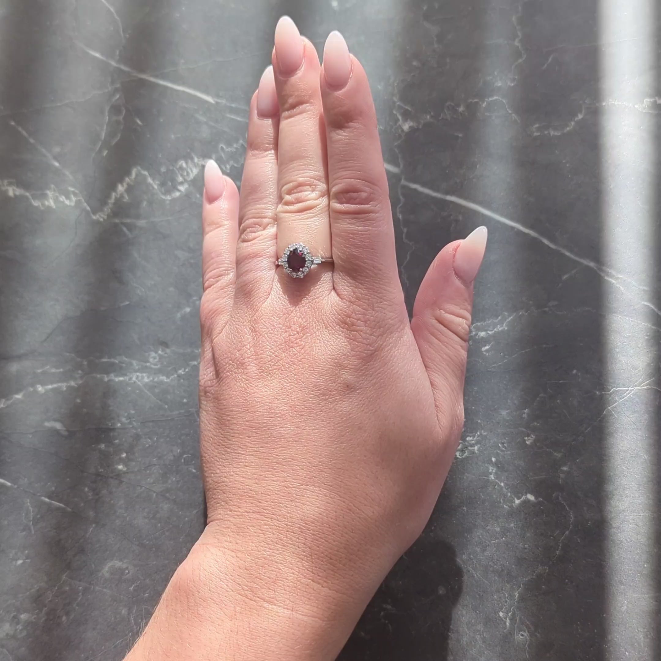 Contemporary 1.80 CTW Ruby Diamond 18 Karat White Gold Halo Ring GIA