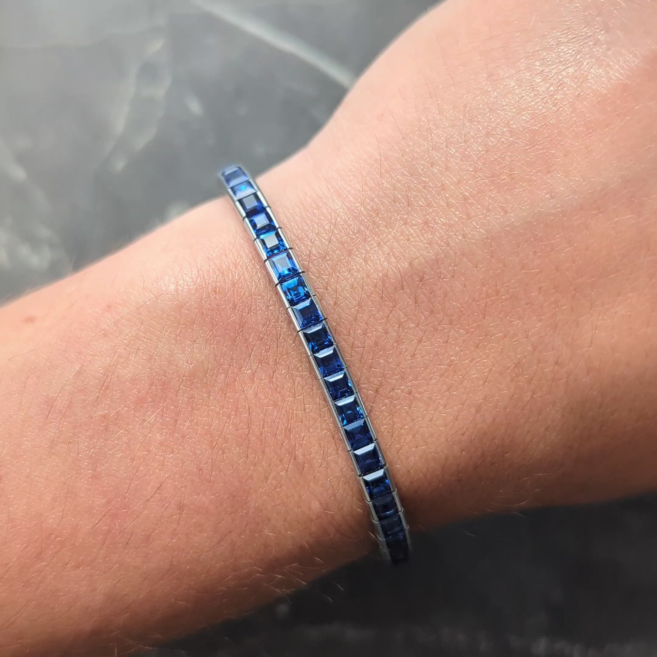 Mid-Century 12.76 CTW Sapphire Platinum Vintage Line Bracelet