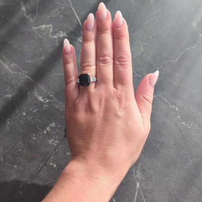 Mid-Century 9.28 CTW No Heat Sapphire Diamond Vintage Cocktail Ring AGL