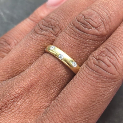 Tiffany & Co. 1990's Diamond 18K Yellow Gold Platinum Vintage Etoilé Band Ring