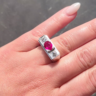 Art Deco 2.28 CTW No Heat Burma Ruby Diamond Platinum Vintage Ring GIA