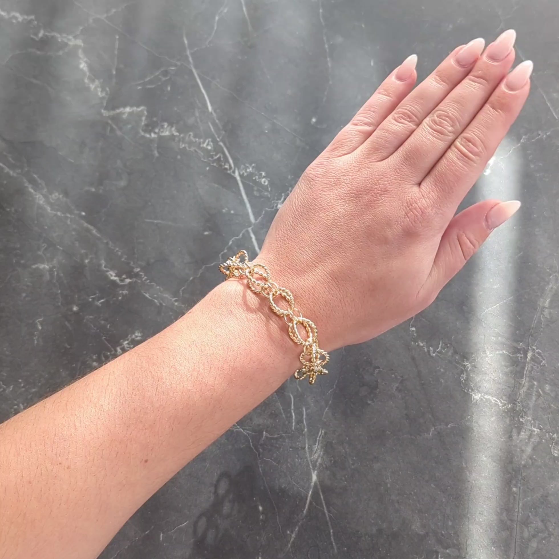 Tiffany & Co. 1960's 18K Gold Twisted Rope Sphere Link Vintage Bracelet