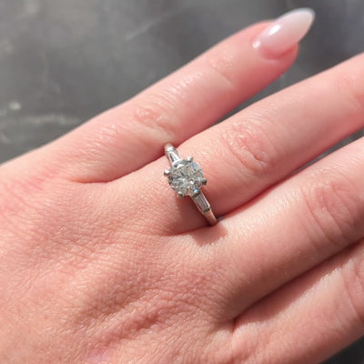 1950's 1.50 CTW Transitional Cut Diamond Platinum Vintage Engagement Ring GIA