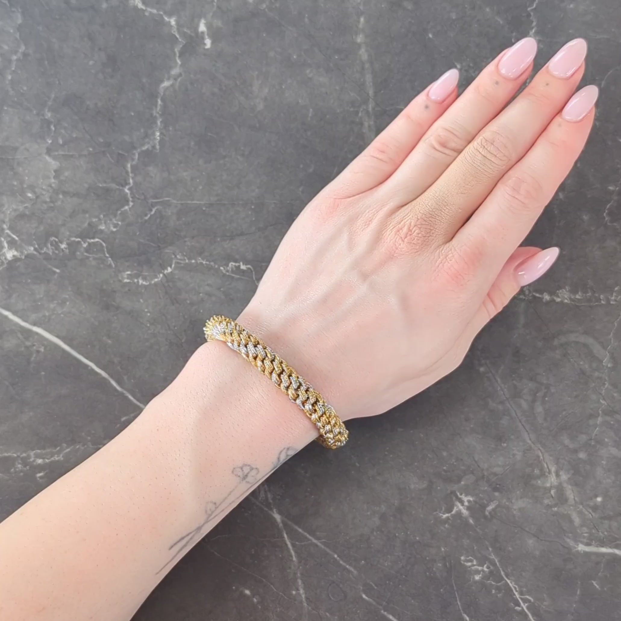 Tiffany & Co. 1960's 18 Karat Two-Tone Gold Vintage Woven Rope Chain Bracelet