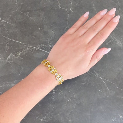Art Nouveau 6.50 CTW Diamond 18K Yellow Gold Antique Scrolling Link Bracelet