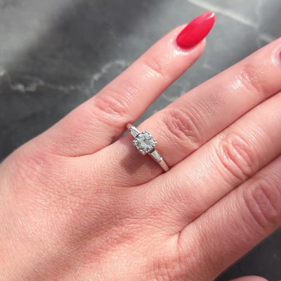 Mid-Century 0.76 CTW Transitional Cut Diamond 14K Gold Vintage Engagement Ring