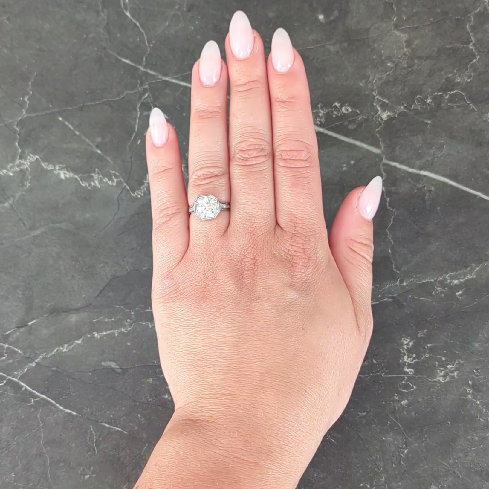 Art Deco 2.03 CTW Euro. Diamond Platinum Vintage Arrow Solitaire Engagement Ring